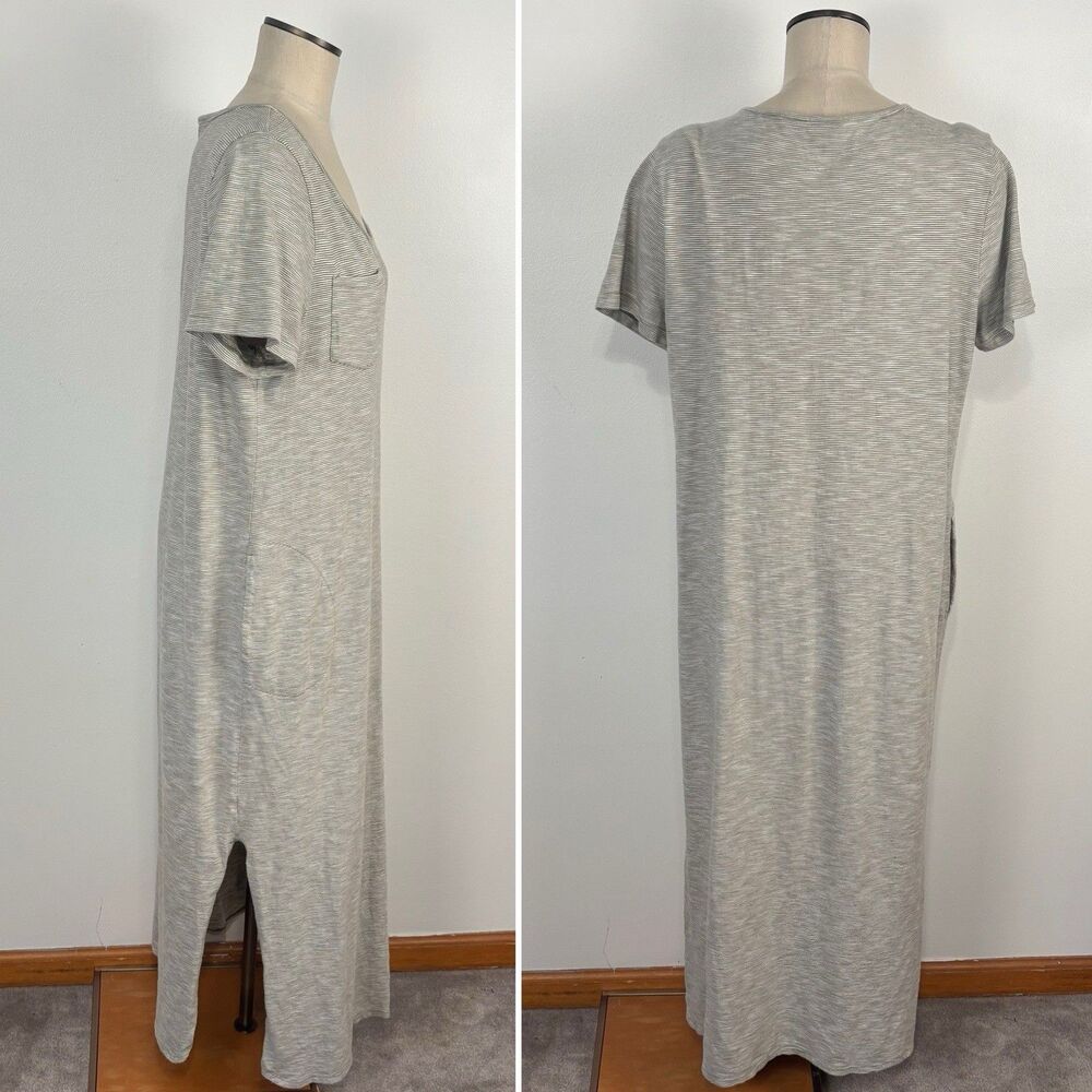 Chico's Zenergy Cotton Maxi Dress Size 2 Large 12 14 Striped Short Sleeve Pocket - Picture 5 of 8